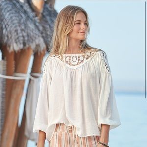 SUNDANCE: Crochet Neck Blouse
